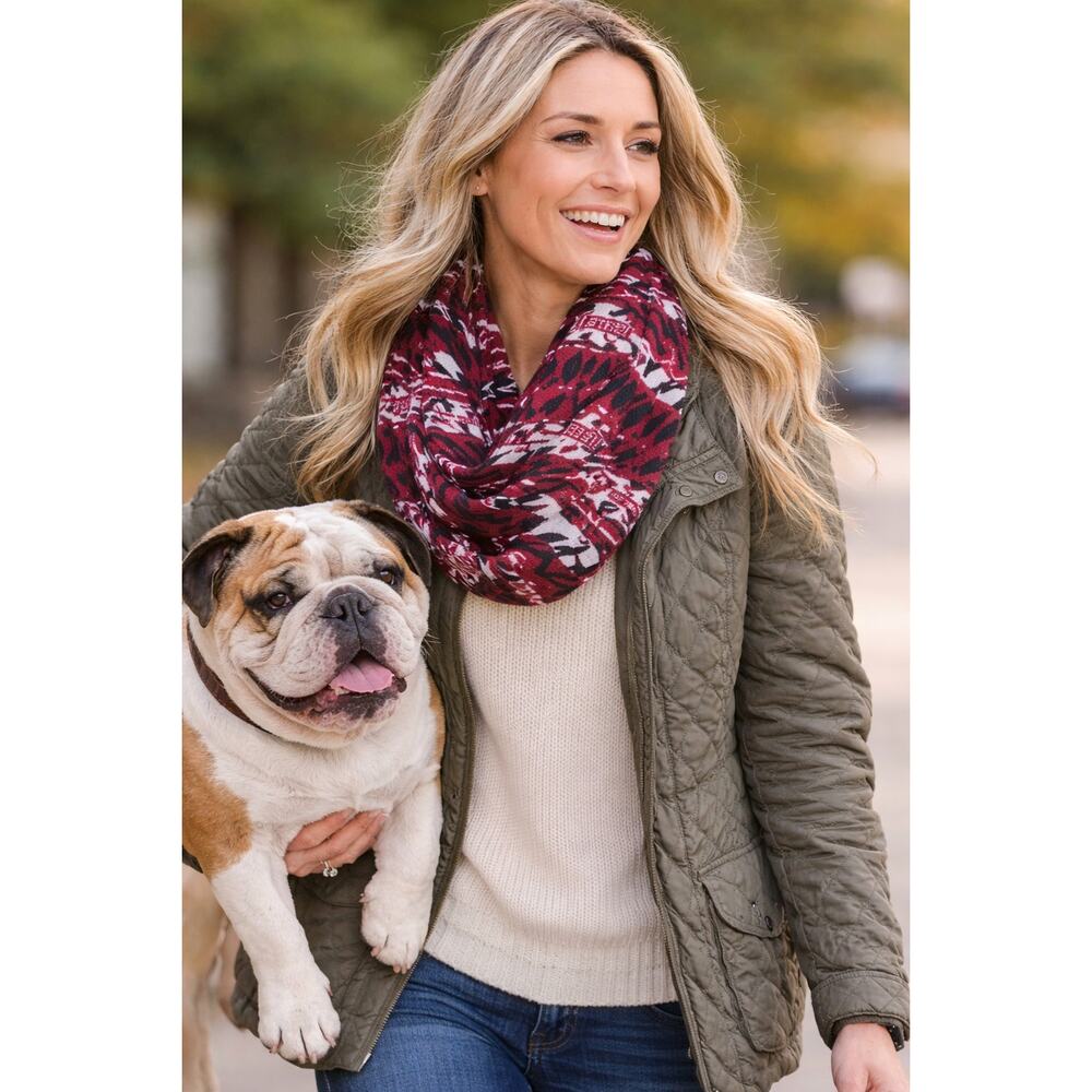Mississippi State‎ Infinity Scarf Bulldogs Maroon White Geometric Logo